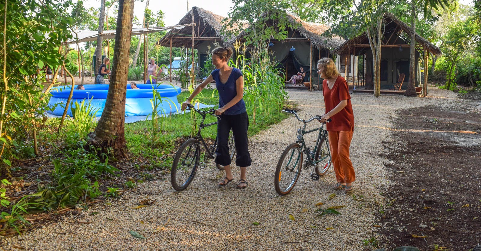 Students enjoying bike riding and exploring Zanzibar