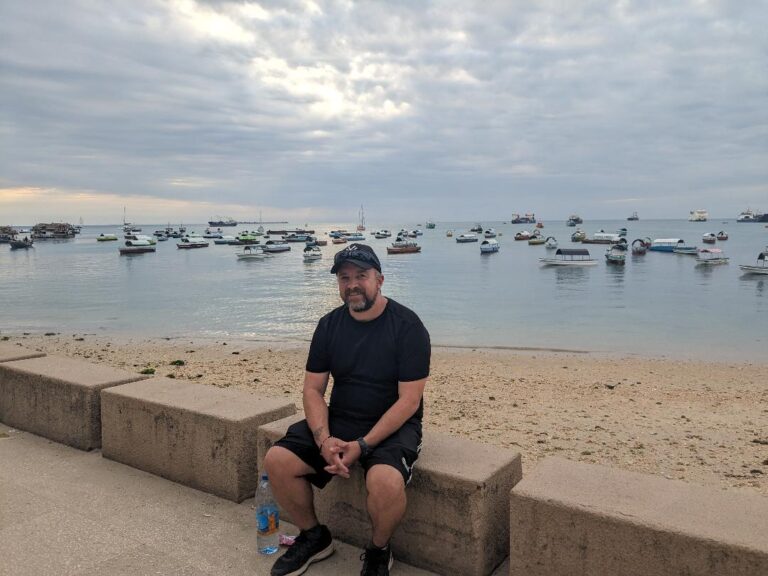 Happy tourist in Stone Town